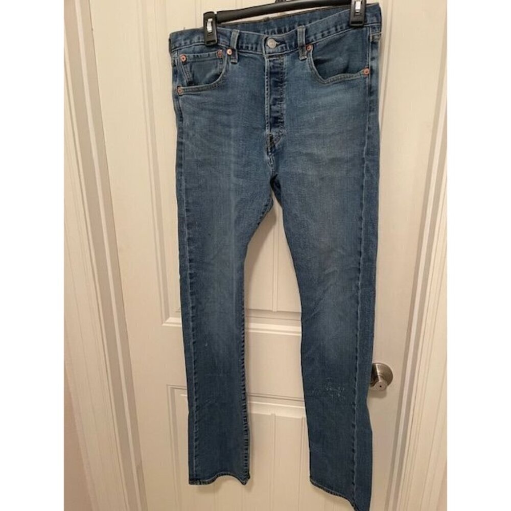 Levi's 501 Slim‎ Fit Jeans W32 L34 Button Fly Medium Wash Denim Men's